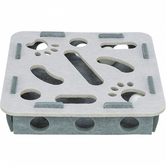 Interaktívna hra pre mačky Hole'n'Roll – box, ø 30 × 7.5 cm, plsť, sivá