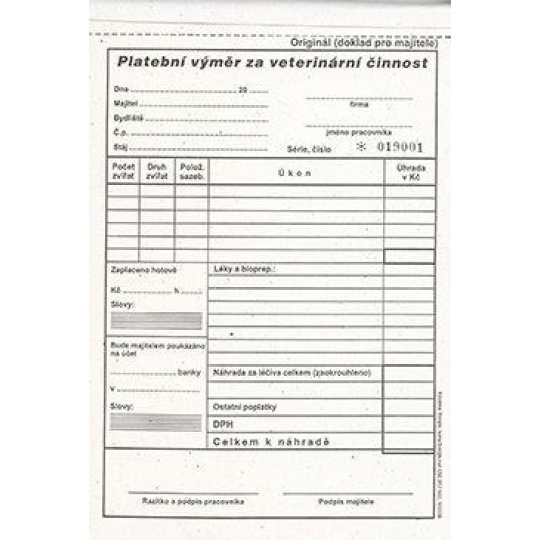 Tlačivo-Platobný výmer číslovaný 100 listov Tlačivo-Platobný výmer číslovaný 100 listov