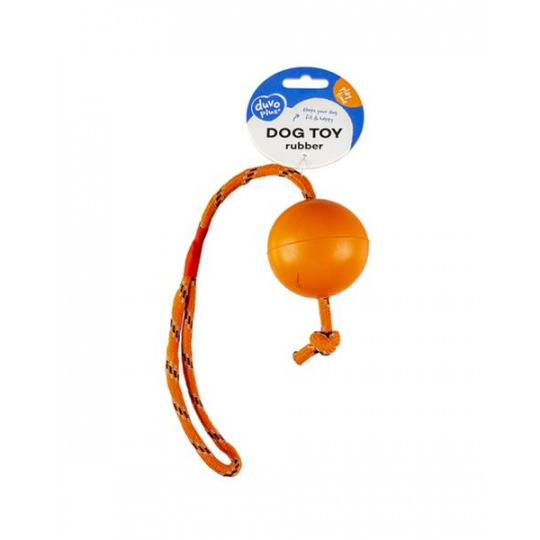 Hračka DUVO+ Lopta gumová, s povrazom, mix farieb s priemerom 6 cm, dĺžka 30 cm