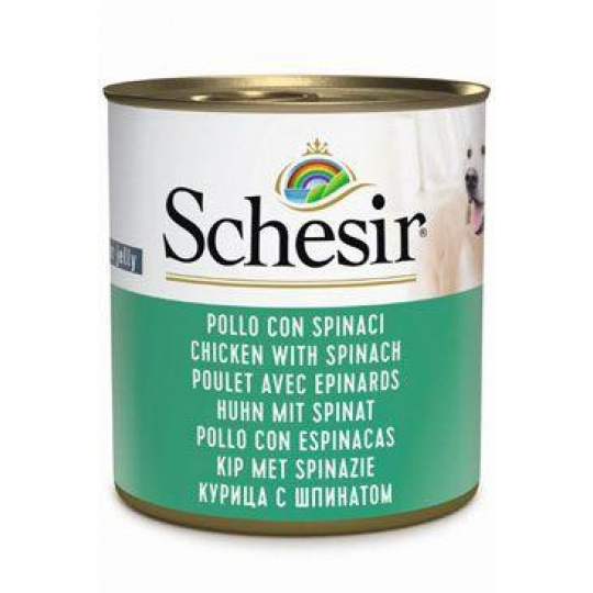 Schesir Dog konz. Adult kura/špenát 285g Schesir Dog konz. Adult kura/špenát 285g