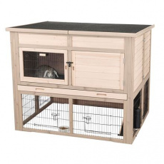 Natura zateplená králikáreň XL: 120 × 98 × 94 cm, 2 poschodia, spodný výbeh, sivá