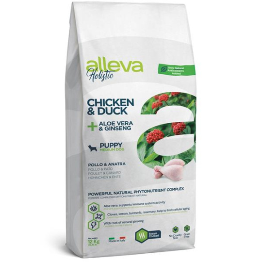 Alleva HOLISTIC dog puppy & junior medium kuracie 12 kg