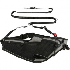 Joggingový pás s vodítkom, pás: 70-130 cm, vodítko 1.15-1.50 m, 20 mm, sivá Joggingový pás s vodítkom, pás: 70-130 cm, vodítko 1.15-1.50 m, 20 mm, sivá