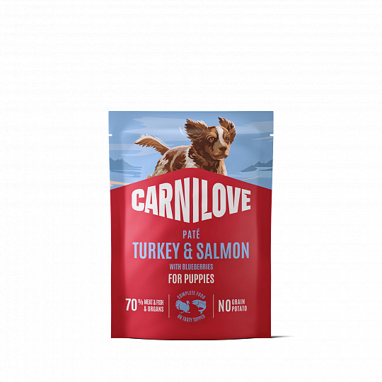 Carnilove Dog Pouch Paté Turkey & Salmon with Blueberries for Puppies 300 g