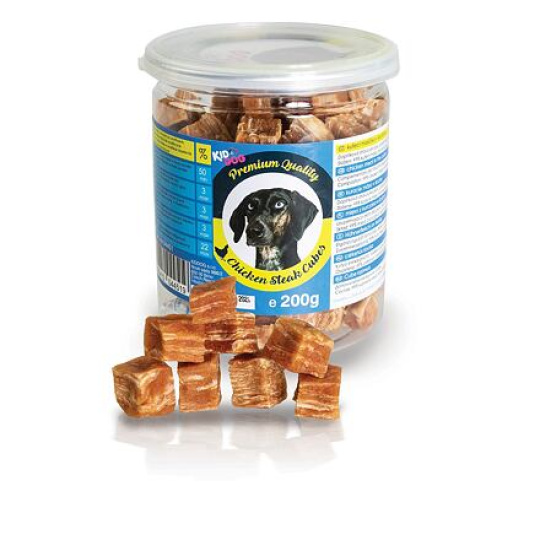 KIDDOG kuřecí masíčko v kostičce - PREMIUM QUALITY 200 g dóza