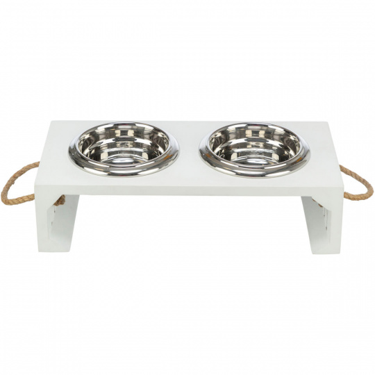 BE NORDIC bar s miskami, 2 × 0,4 l/o 14 cm/38 × 18 × 10 cm, MDF/nerez, biela BE NORDIC bar s miskami, 2 × 0,4 l/o 14 cm/38 × 18 × 10 cm, MDF/nerez, biela