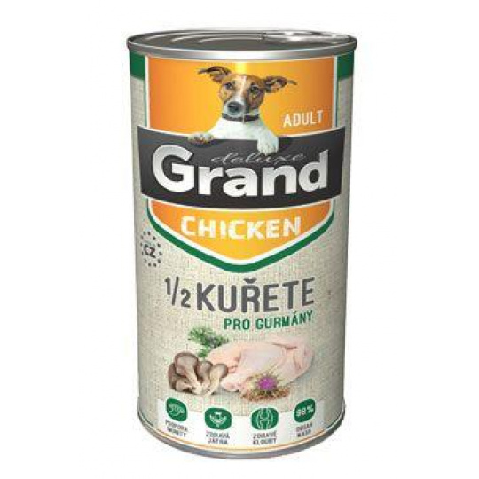 GRAND Dog konz. Deluxe Adult kura s 1/2 kura 1300g GRAND Dog konz. Deluxe Adult kura s 1/2 kura 1300g