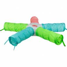 Hrací tunel HVIEZDA pre králiky, morčatá, 5 × o 18 cm/47 cm, 6 východov, polyester