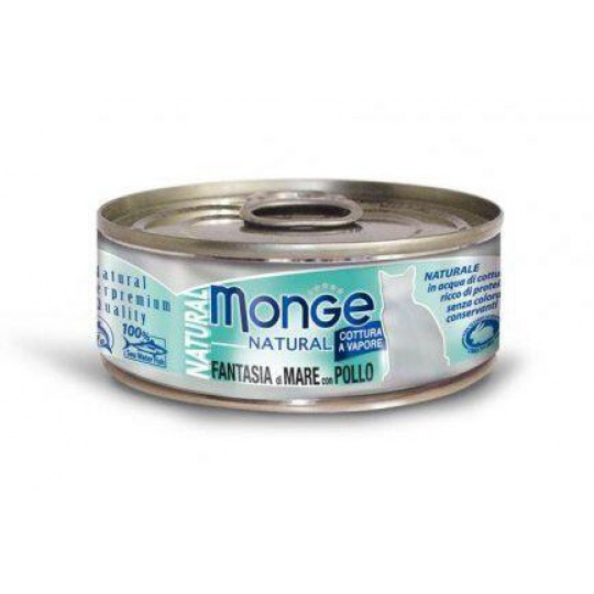 MONGE NATURAL morské plody s kuracím mäsom pre mačky 80 g