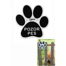 Ceduľka Plastová Pozor pes - Labka 15x15cm 1ks