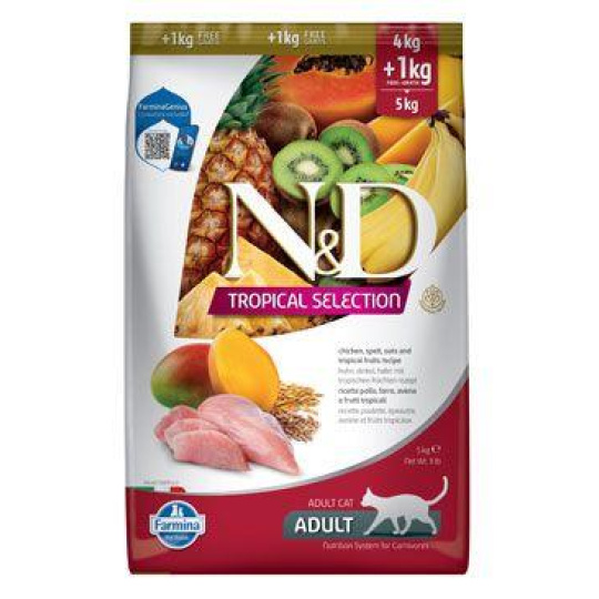 Farmina N&D cat TROPICAL SELECTION (AG) adult, kuracie 4 + 1 kg