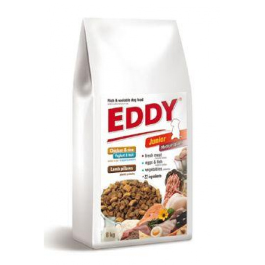 EDDY Junior Medium Breed s mäsovými vankúšikmi 8kg EDDY Junior Medium Breed s mäsovými vankúšikmi 8kg