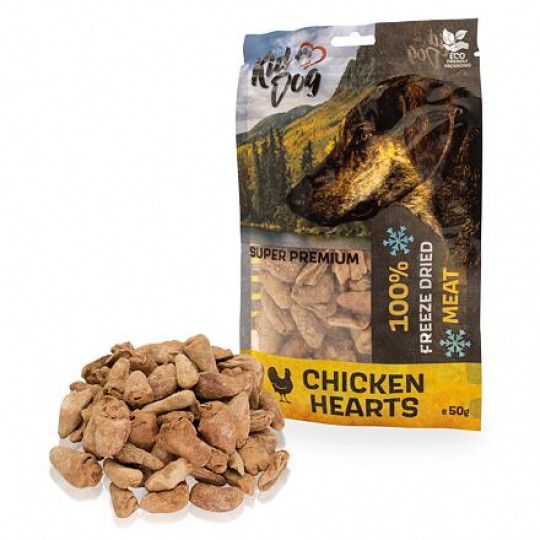 KIDDOG SUPER PREMIUM 100% kuřecí srdíčka sušená mrazem 50 g