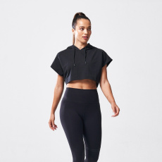 Dámske tričko Vented Crop Hoodie Black - Squat Wolf Dámske tričko Vented Crop Hoodie Black - Squat Wolf