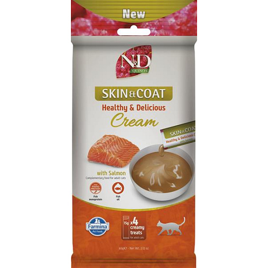 Pamlsok Farmina Creamy N&D Quinoa Cat Skin & Coat with Salmon Adult Pamlsok Farmina Creamy N&D Quinoa Cat Skin & Coat with Salmon Adult