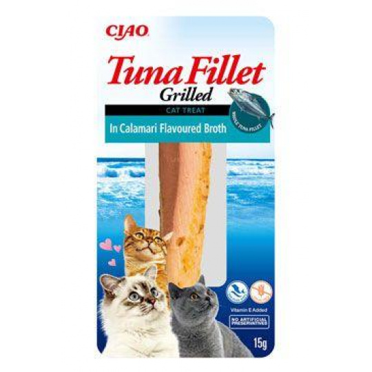 Churu Cat Tuniakový Filet v Bujóne s Príchuťou Kalamárov 15g