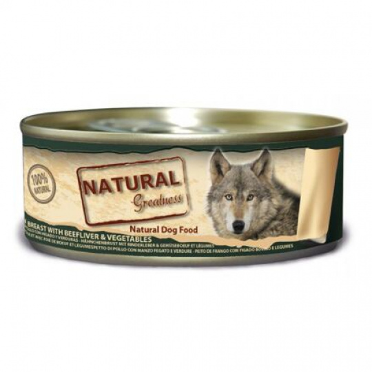 Natural Greatness kuracie prsia, hovädzia pečeň, zelenina, konzerva pre psy 156 g