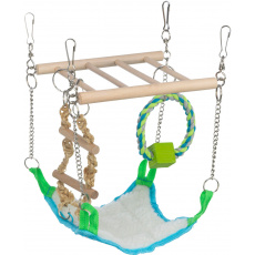 Závesný rebrík s pelechom a bavlneným kruhom pre hlodavce Závesný rebrík s pelechom a bavlneným kruhom pre hlodavce