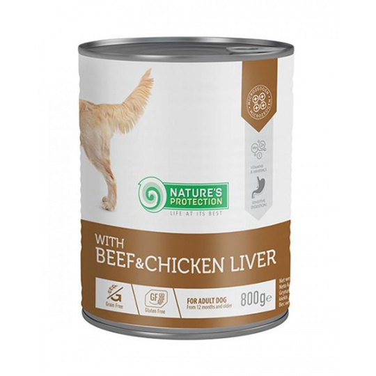Natures P KONZERVA dog adult Beaf & Chicken liver 800 g Natures P KONZERVA dog adult Beaf & Chicken liver 800 g