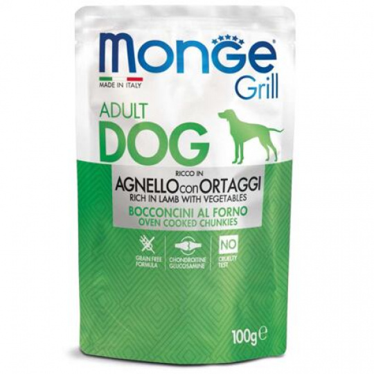 MONGE GRILL kapsička jahňacie so zeleninou pre psy 100 g