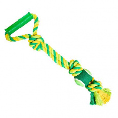 Preťahovadlo s rukoväťou HipHop Dog 3 uzly, tenisová loptička 45 cm / 310 g limetková, zelená