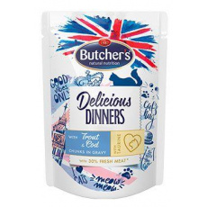 Butcher's Cat Delic. Dinner pstruh+treska kapsa100g