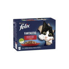 Nestlé FELIX Fantastic cat Multipack hovädzie, hydina, zelená fazulka & jahňa, kura, rajčiny & morka, kačka v želé kapsička 12x85 g