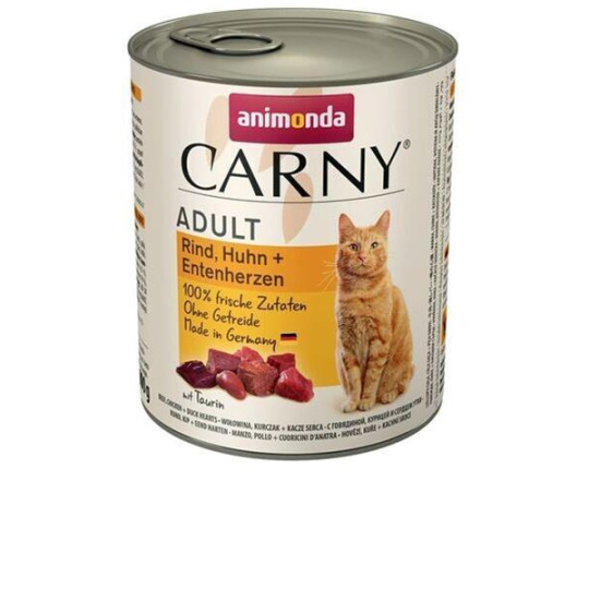 Animonda CARNY® cat Adult hovädzie, kura a kačacie srdiečka bel. 6 x 800 g konzerva
