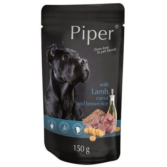NEW PIPER s jahňacím a mrkvou, kapsička pre psy 150 g