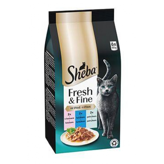 Sheba kapsa Fresh&Fine mix losos,tuňák,pstruh 6x50g Sheba kapsa Fresh&Fine mix losos,tuňák,pstruh 6x50g