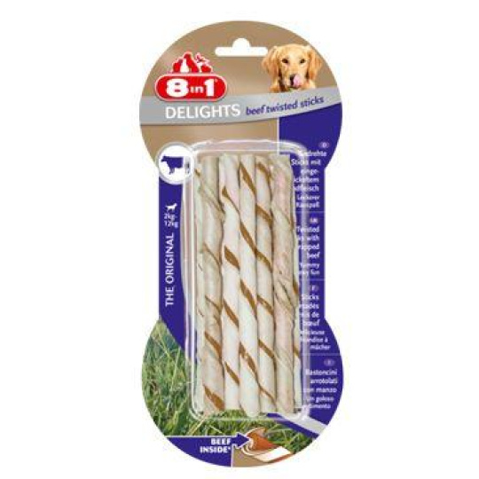 Pochoutka 8in1 Delights Beef Twisted Sticks 10ks