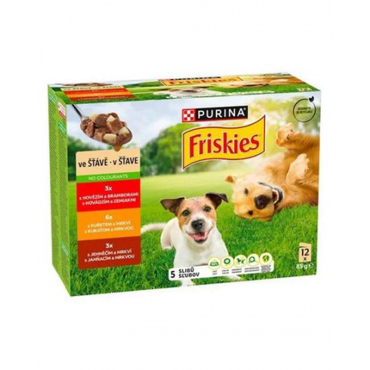 Nestlé Friskies dog Adult Multipack hovädzie&kura&jahňa v šťave kapsička 12x85 g Nestlé Friskies dog Adult Multipack hovädzie&kura&jahňa v šťave kapsička 12x85 g