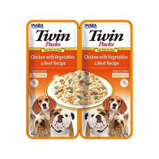 Inaba Twin Packs Dog Kapsička Kuracie so zeleninou a hovädzím mäsom 80 g