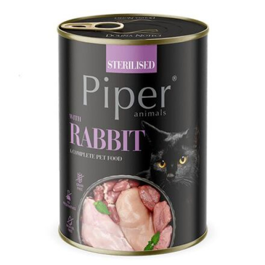 PIPER CAT konzerva pro sterilizované kočky, s králíkem, 400g
