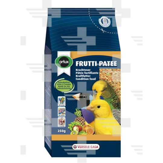 VL Orlux Frutti Patee - vaječný sypký pamlsok s medom a ovocným biskvitom pre kanáriky, exoty a malé papagáje 250 g