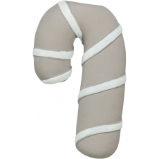 Vianočná cukrová palička, so zvukom, 10 cm, latex, šedobéžová
