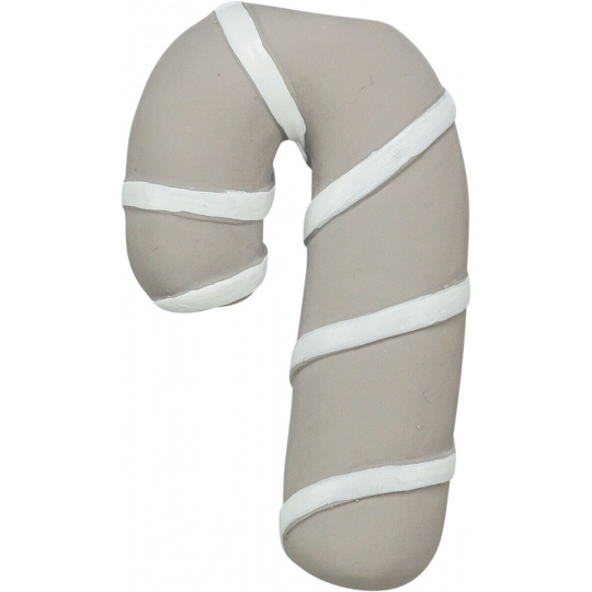 Vianočná cukrová palička, so zvukom, 10 cm, latex, šedobéžová