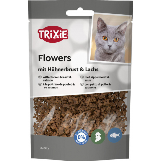 Flowers, kytičky s kuracími prsiami a lososom, 50 g