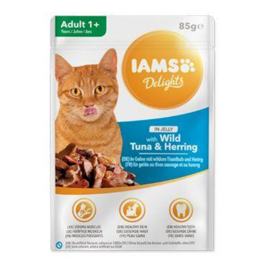 Iams Cat Adult Delights kapsička Tuniak&Sleď v želé 85g