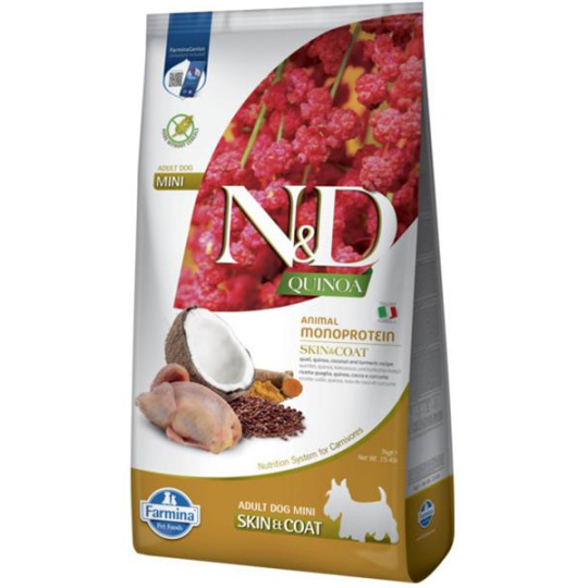 N&D Quinoa DOG Mini Skin & Coat Quail & Coconut 7kg