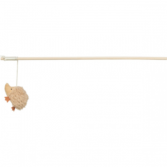 Vianočný hrací prút s ježkom a catnipom, 48 cm, plyš/drevo, béžová/zlatá