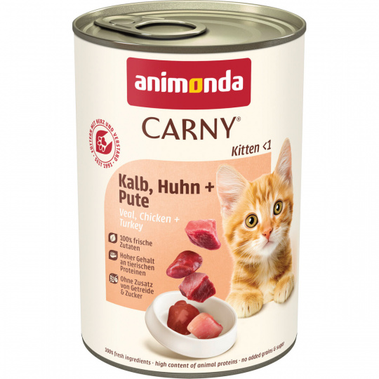 ANIMONDA konzerva CARNY Kitten - teľacie + kuracie + morčacie 400g ANIMONDA konzerva CARNY Kitten - teľacie + kuracie + morčacie 400g