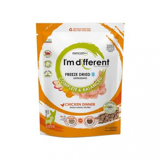 I´M DIFFERENT Chicken DINNER, mrazom sušené raw krmivo s kuracím mäsom, 397 g