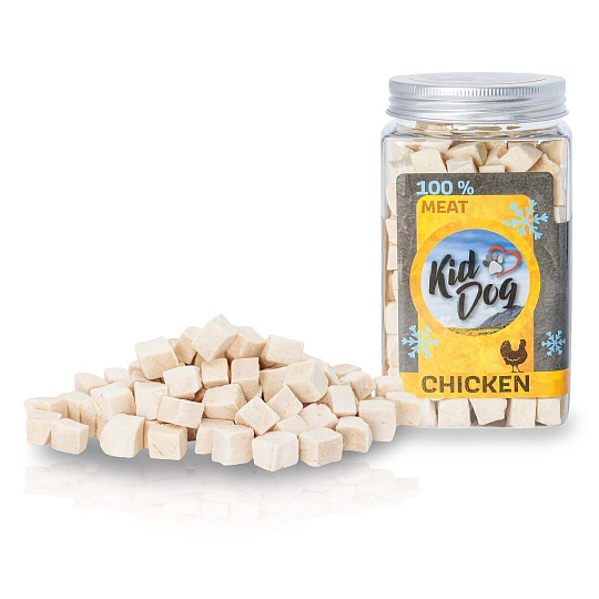 KIDDOG Super Premium 100% freeze dried CHICKEN CUBES - čisté kuřecí maso sušené mrazem 80 g KIDDOG Super Premium 100% freeze dried CHICKEN CUBES - čisté kuřecí maso sušené mrazem 80 g