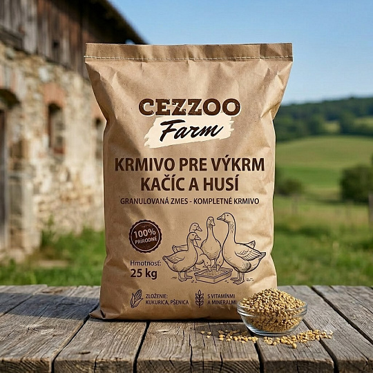 CEZZOO FARM krmivo pre výkrm kačíc a husí - granulovaná zmes 25kg CEZZOO FARM krmivo pre výkrm kačíc a husí - granulovaná zmes 25kg
