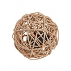 Hračka mačka Myš v prútenej guli so zvukom 10cm KAR