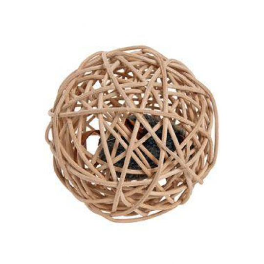 Hračka mačka Myš v prútenej guli so zvukom 10cm KAR