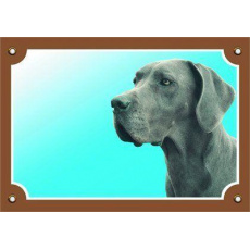 Farebná ceduľka Pozor pes, Doga modrá