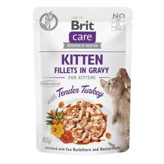 Brit Care cat Kapsička Kitten Fillets in Gravy with Tender Turkey 24 x 85 g