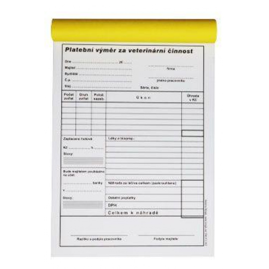 Tlačivo-Platob.výmery Nepropis. Nečísl. Nezdaň.100 listov